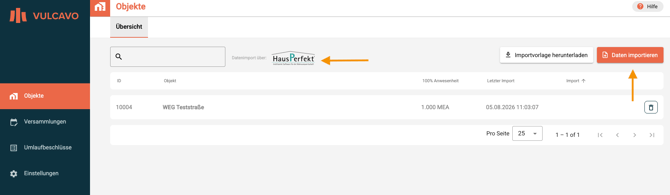 Screenshot HausPerfekt-Import für Wissensartikel